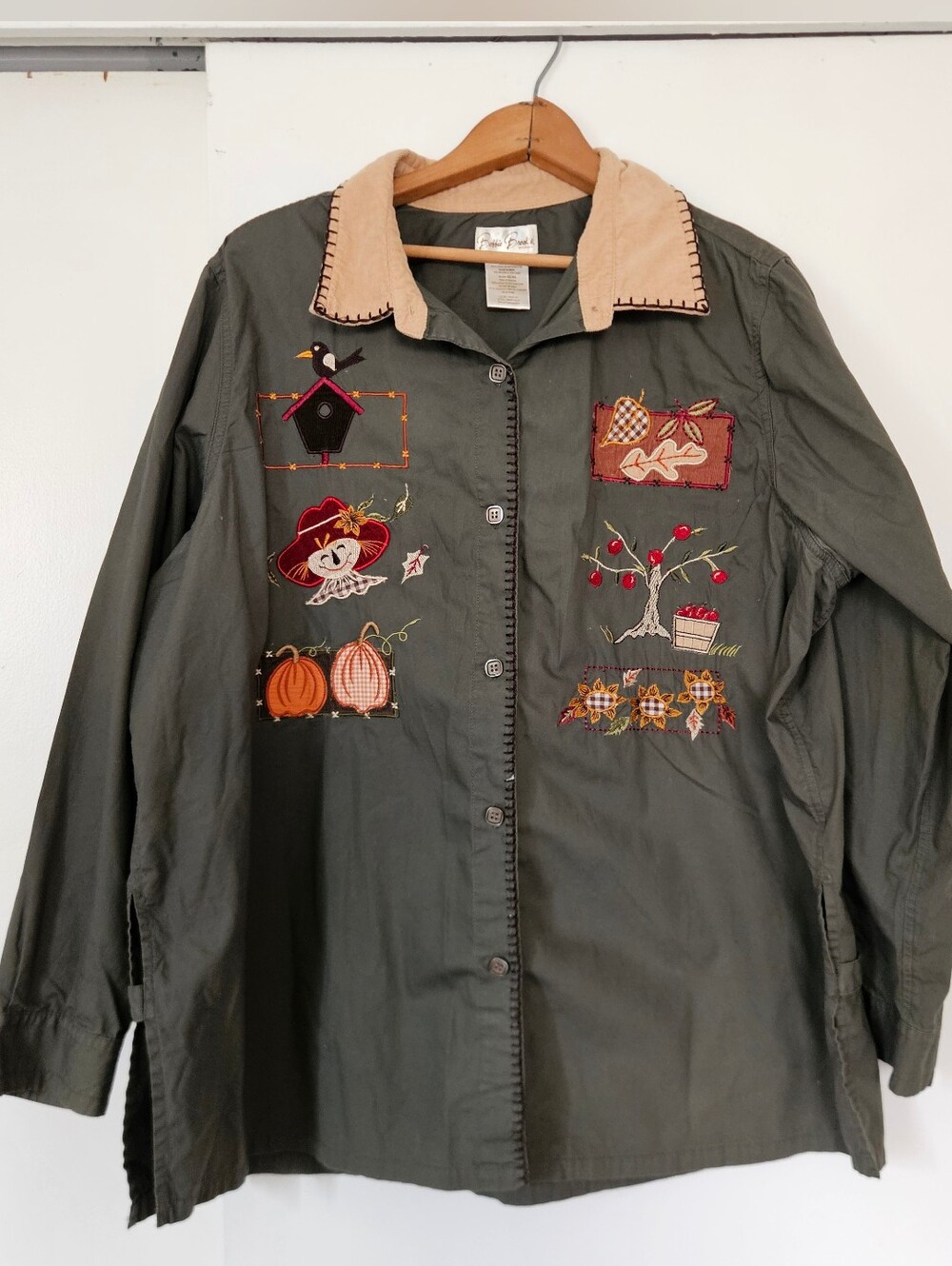 Bobbie Brooks Womens Shirt 22/24W 3X Button Front Fall Harvest Pumpkin Teacher